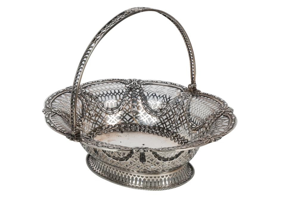 Appraisal: GEORGE V PIERCED STERLING SILVER BASKETmark of Crichton Brothers Lionel