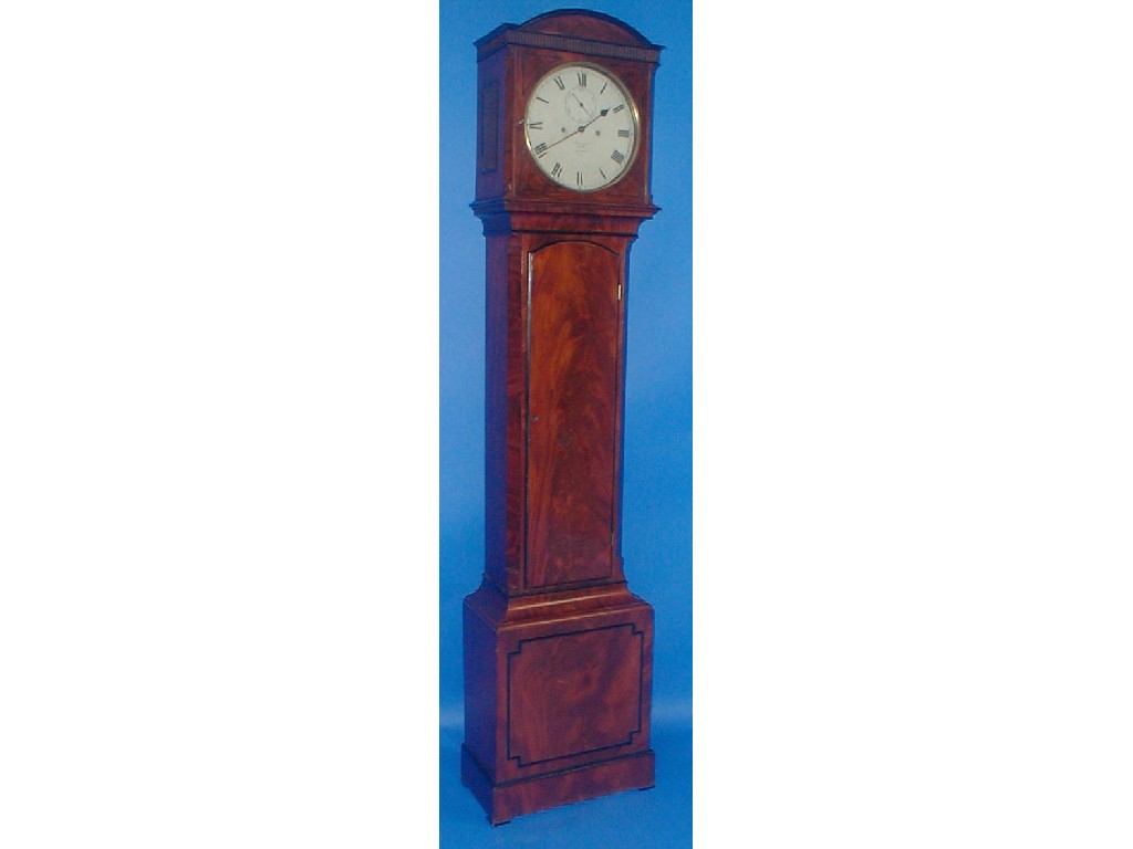 Appraisal: A fine flamed mahogany long case clock with domed hood