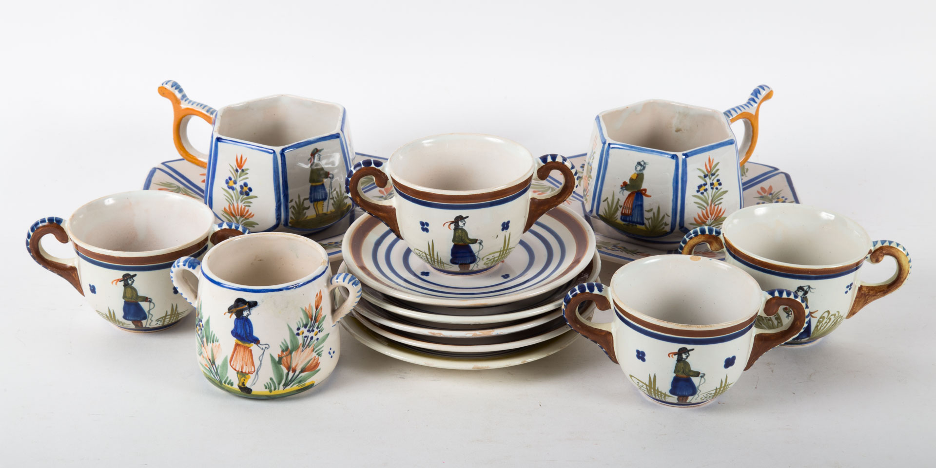 Appraisal: Henriot Quimper faience cups and saucers th century includes five