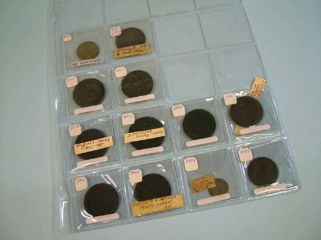 Appraisal: A collection of trade tokens including Sheffield penny Birmingham Bristol