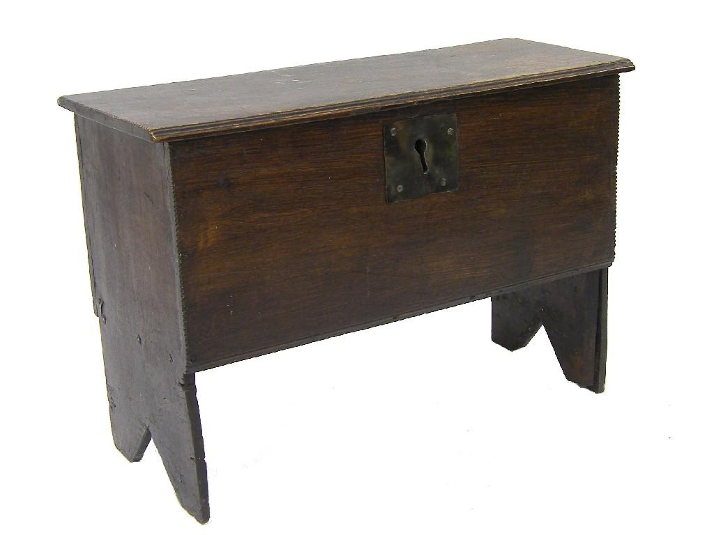 Appraisal: Small th century oak plank coffer wide