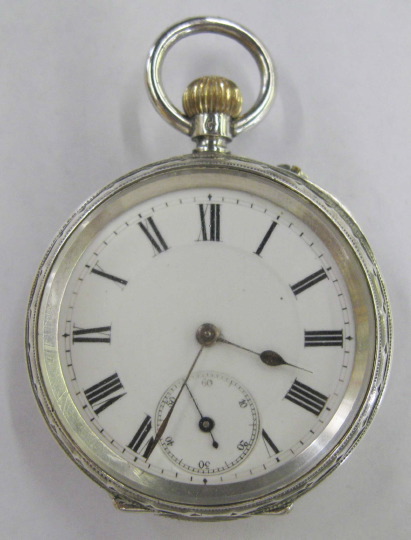 Appraisal: Swiss Silver Open Face Pocket Watch - the heavily engraved