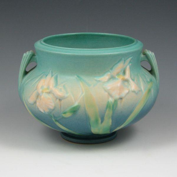 Appraisal: Roseville Iris jardiniere in blue Faintly marked Roseville - Minute