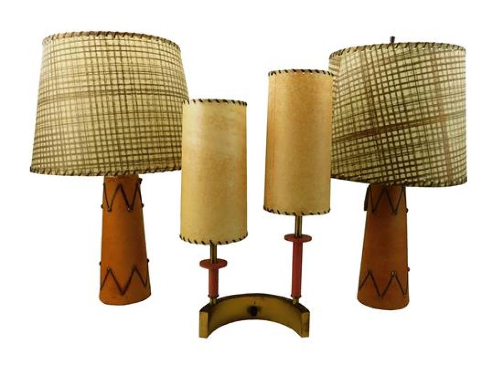 Appraisal: Three mid-century table lamps including pair with tapered form and