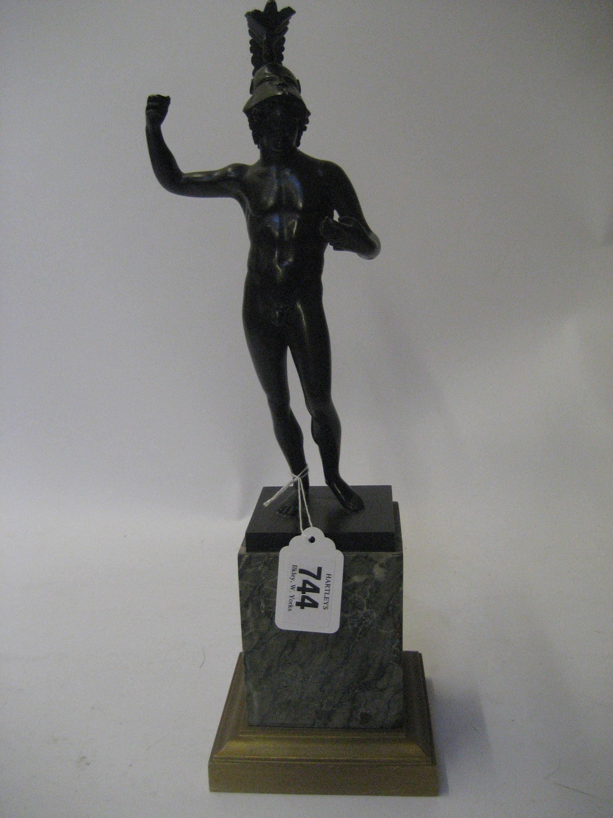 Appraisal: A BRONZE FIGURE OF A NAKED MARS c wearing an