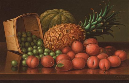 Appraisal: LEVI WELLS PRENTICE American - Gooseberries Plums Pineapple and Canteloupe