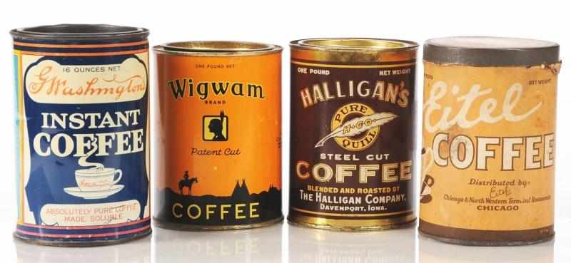 Appraisal: Lot of -Pound Coffee Tins Description Lot includes very graphic