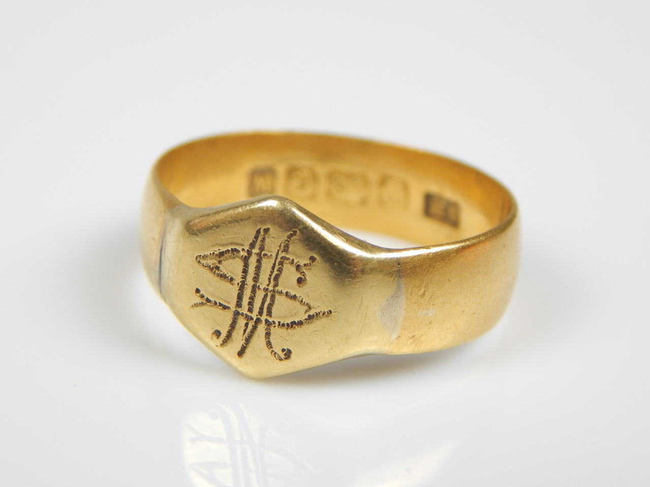 Appraisal: A ct gold wedding band converted to a signet ring