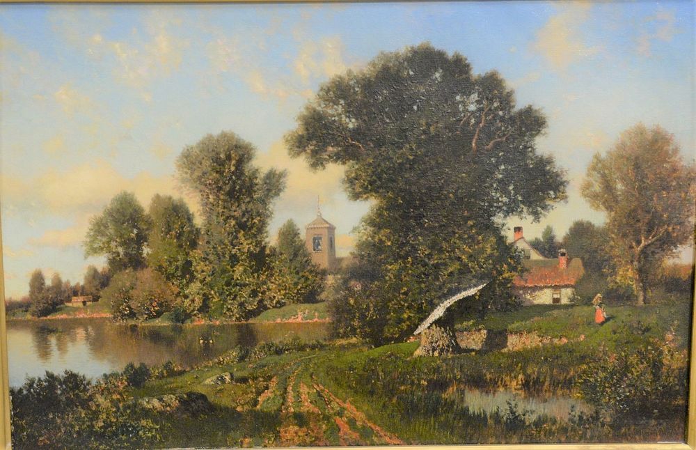 Appraisal: Henry Pember Smith American - Riverside Village oil on canvas