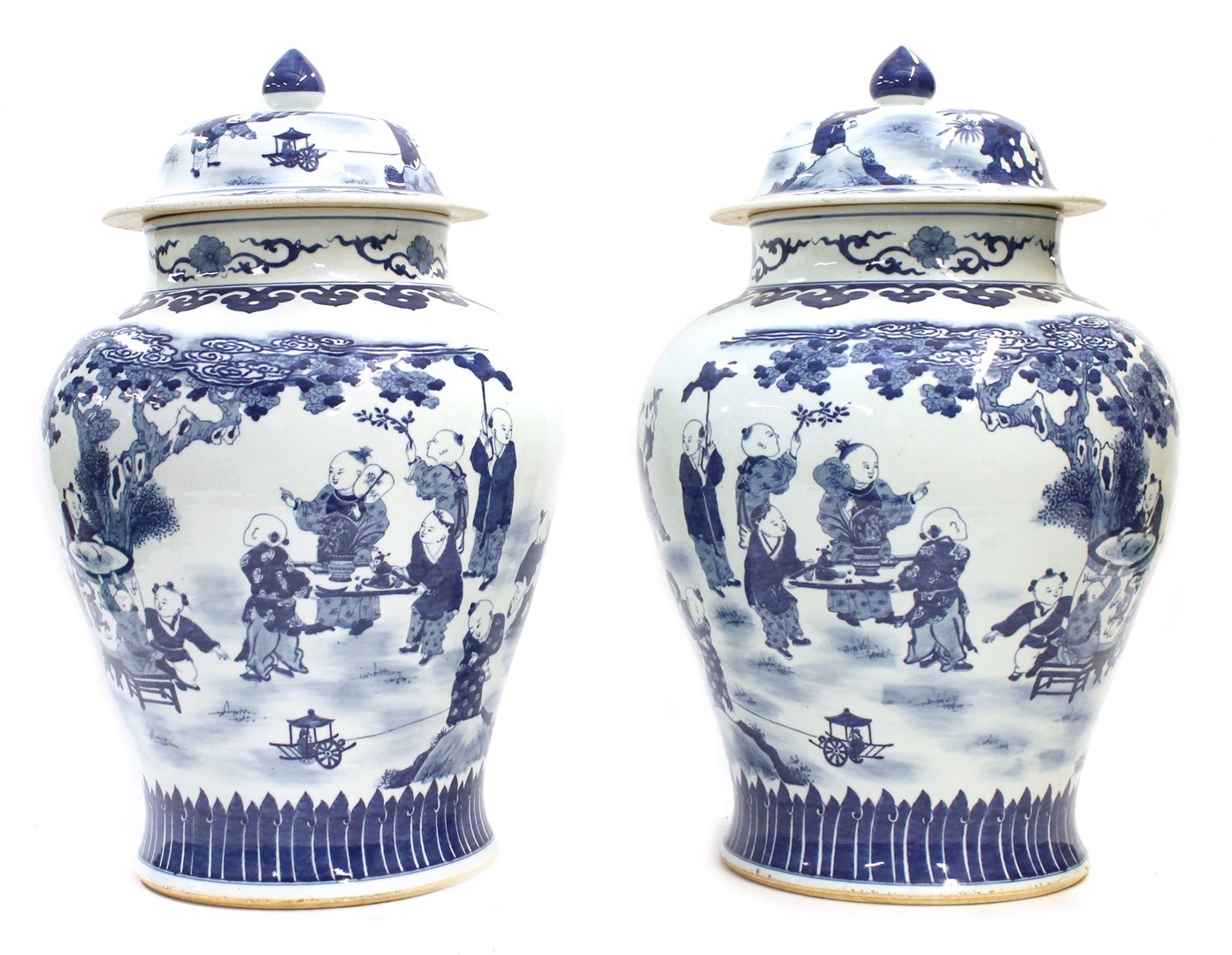 Appraisal: A pair of large late th century Chinese blue and