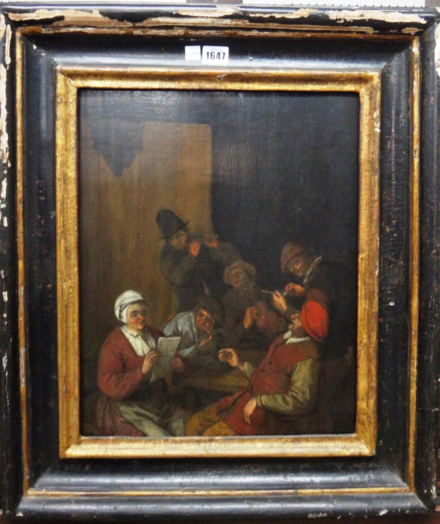 Appraisal: Follower of Adriaen Janz van Ostade Figures in an interior