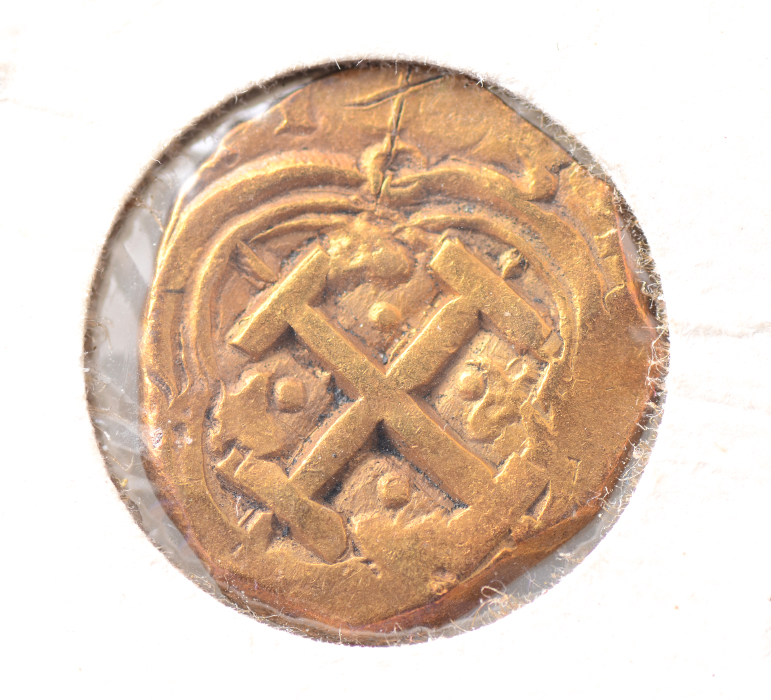 Appraisal: SPANISH TREASURE FLEET ESCUDOS GOLD COIN Escudos gold cob from