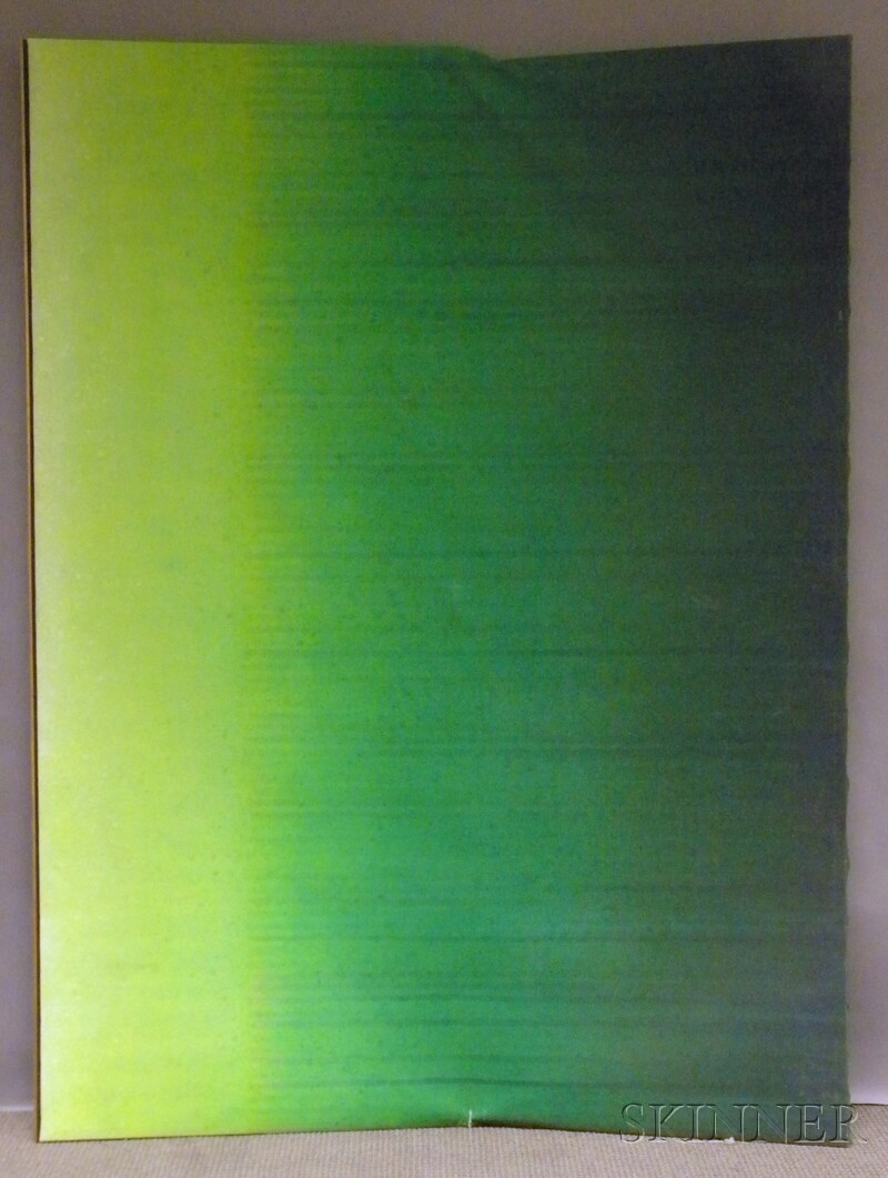 Appraisal: American School th Century Green Abstraction Unsigned Oil on canvas