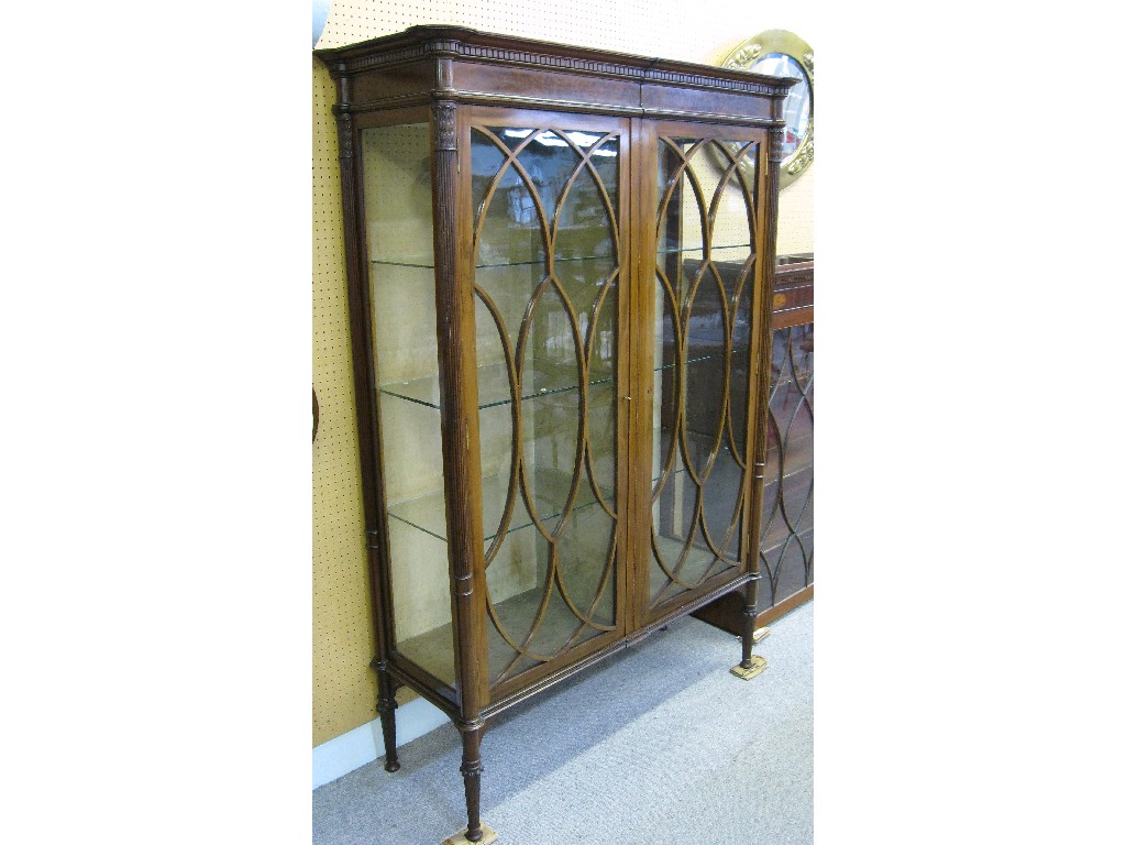 Appraisal: Victorian mahogany and astragal glazed two door display cabinet with