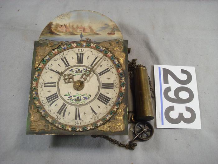 Appraisal: hour tall case clock movement with painted tin dial and