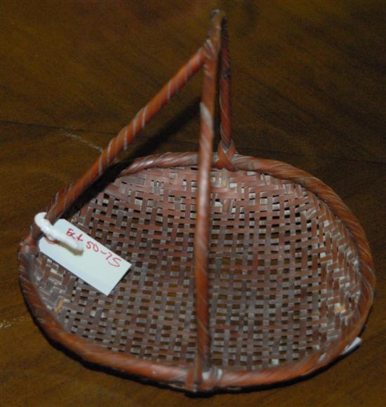 Appraisal: JAPANESE BAMBOO TRAY BASKET PART HANDLE EARLY TH C