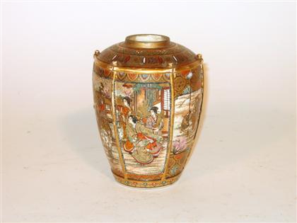 Appraisal: Japanese earthenware satsuma caddy late th century Of tapering cylindrical