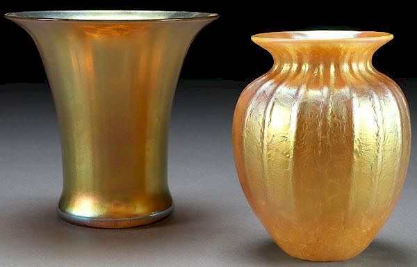 Appraisal: A PAIR OF CONTEMPORARY ART GLASS VASES TH C A