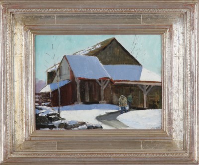 Appraisal: Winter Chores oil on board x SLR Leith-Ross S