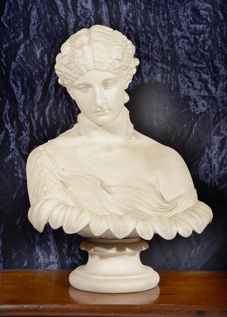 Appraisal: A PARIAN WARE TYPE BUST OF CLYTE after the antique