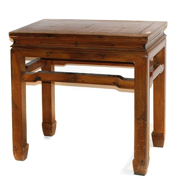 Appraisal: A mixed wood side table scratches height in width in