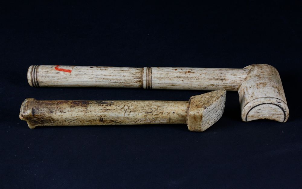 Appraisal: Two Whaler Made Whalebone Tools circa Two Whaler Made Whalebone