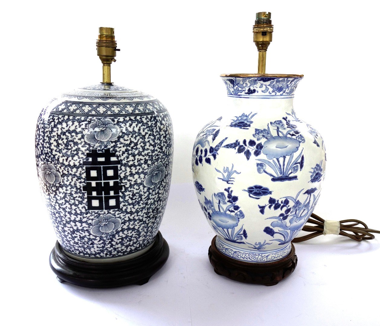 Appraisal: A set of four modern Chinese style pottery table lamps