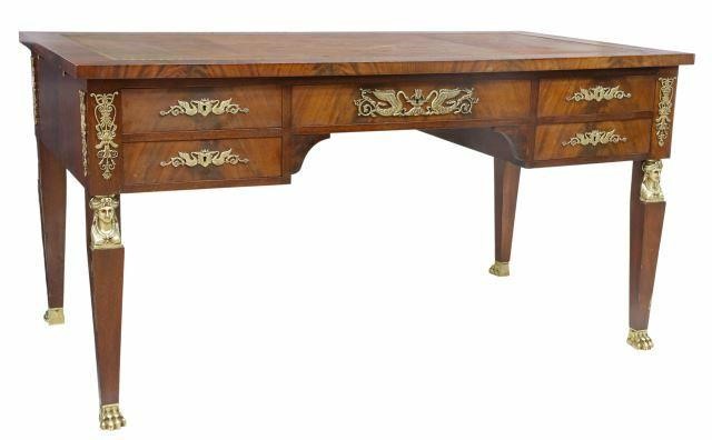 Appraisal: lot of French Empire style ormolu-mounted writing desk and chair