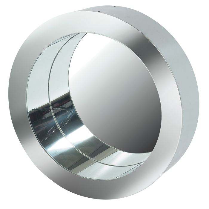 Appraisal: C Jere ''Porthole'' mirror round frame in chrome with recessed