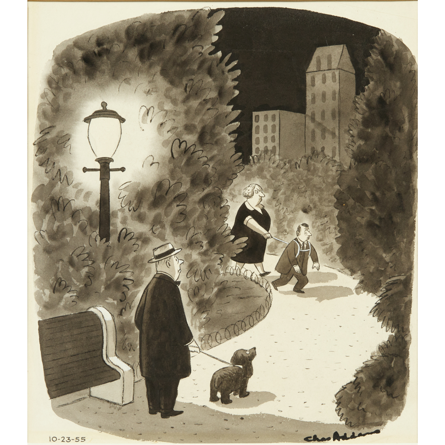 Appraisal: CHARLES ADDAMS ORIGINAL CARTOON DRAWING Charles Addams American - Walking