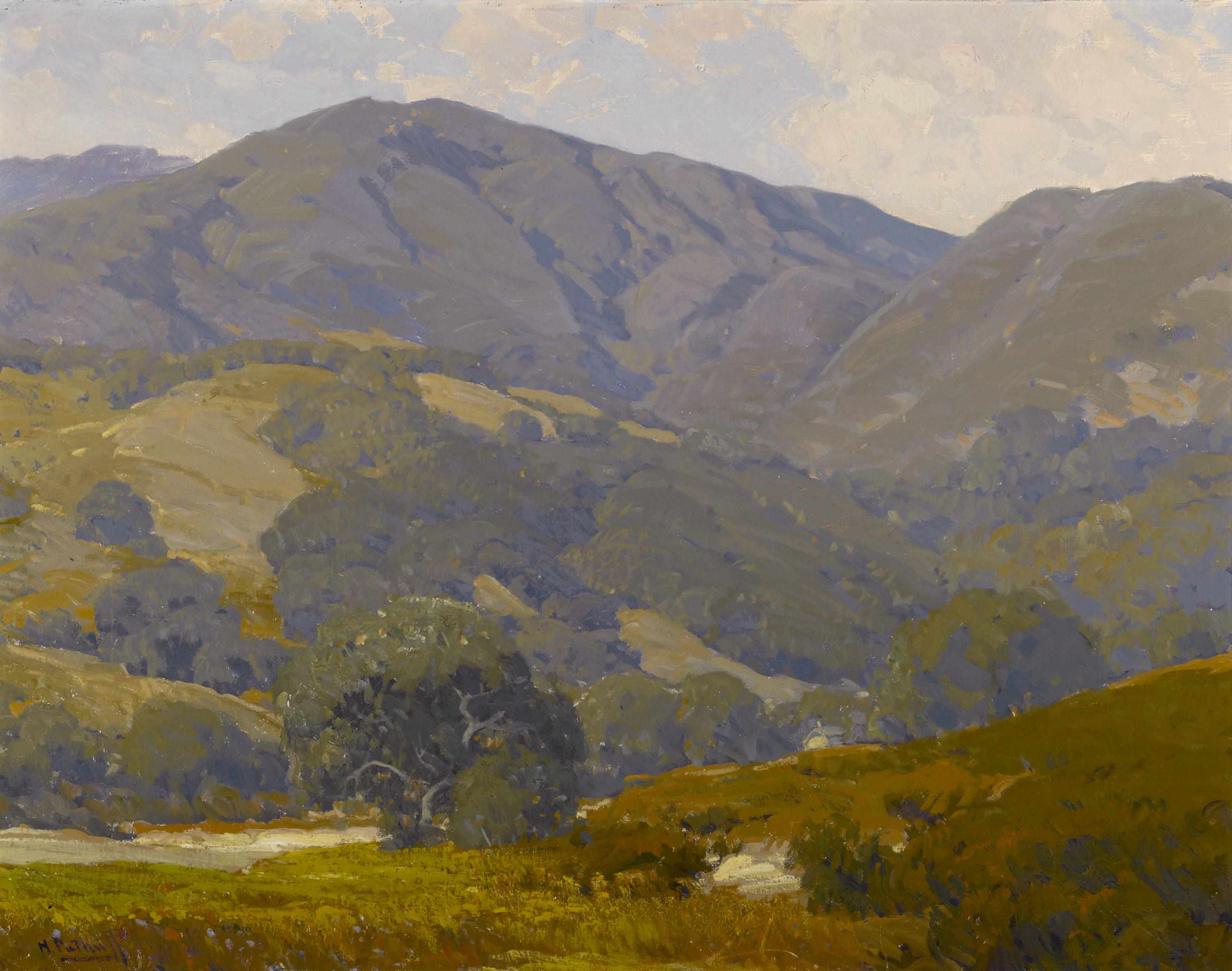 Appraisal: Hanson Puthuff American - Green California hills under cloudy skies