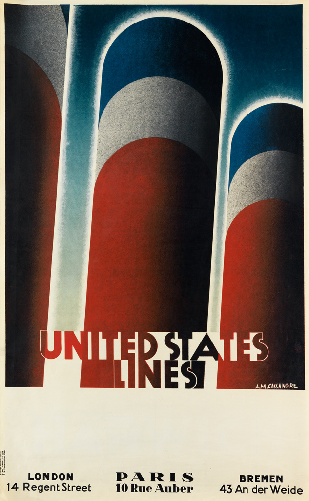 Appraisal: ADOLPHE MOURON CASSANDRE - UNITED STATES LINES x inches x