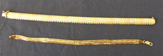 Appraisal: Two gold bracelets stamped ' '