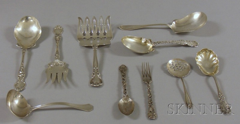 Appraisal: Ten Sterling Silver Flatware Items Gorham sterling silver server a