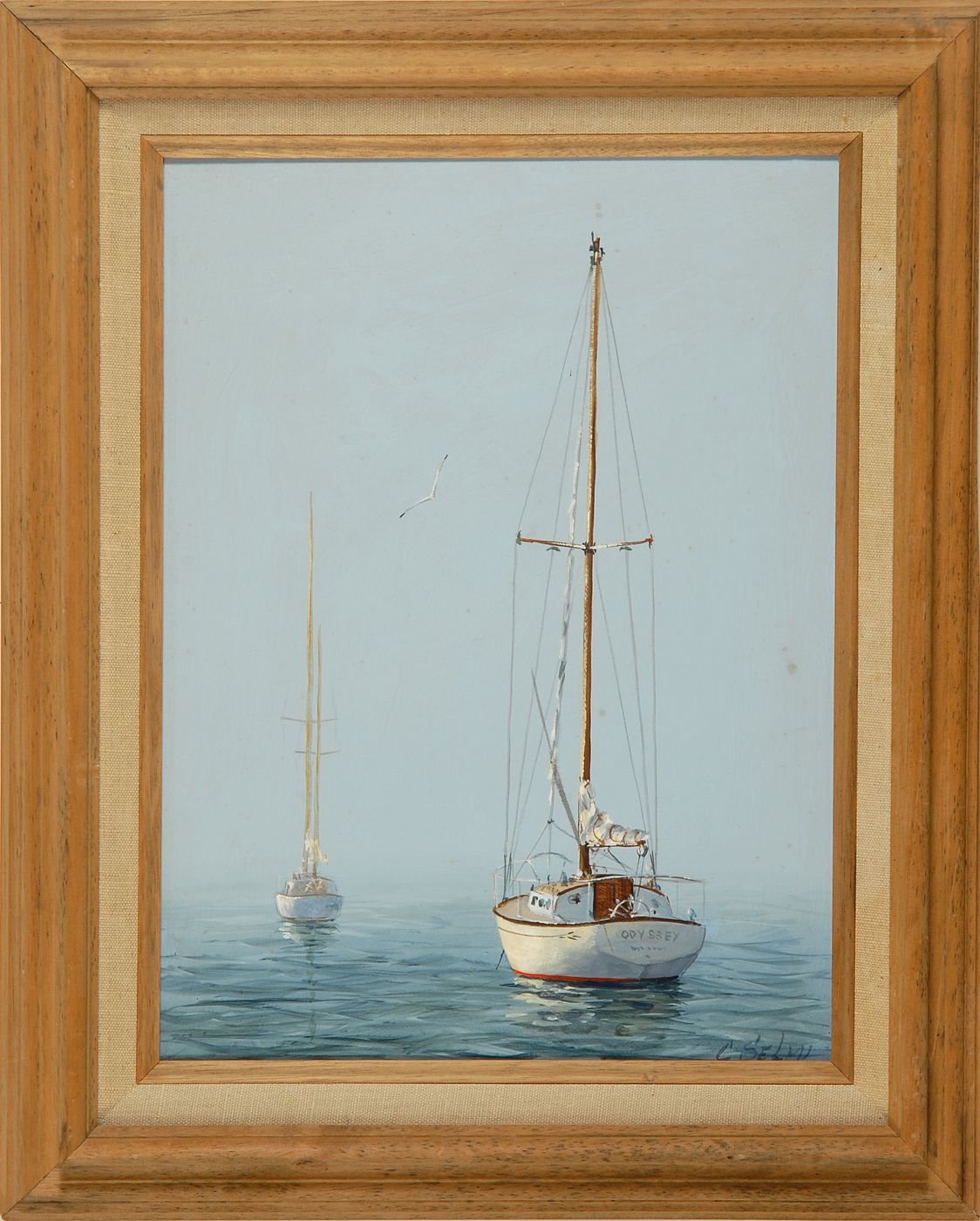 Appraisal: C SELMICape Cod ContemporaryTwo moored sailboats Signed lower right C