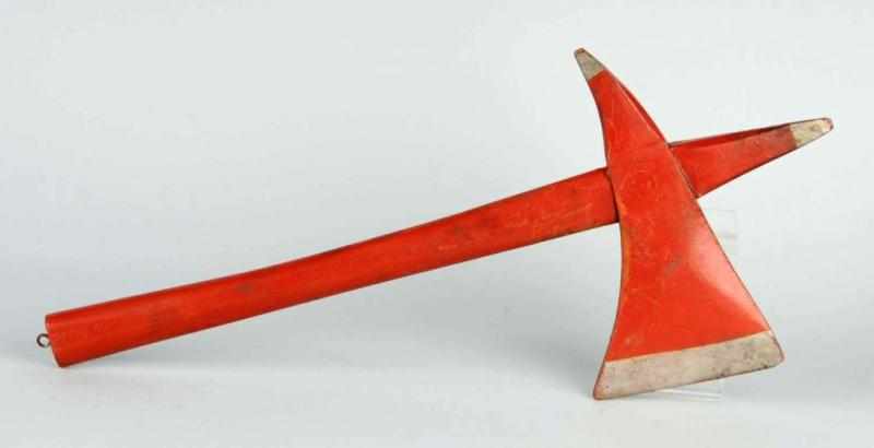 Appraisal: Early Wooden Fraternal Red Axe Description Silver highlights on tips