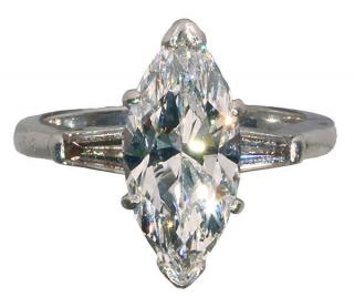 Appraisal: Marquise cut diamond and platinum ring Marquise cut diamond and