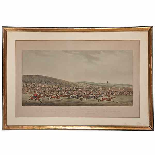 Appraisal: Epsom Races Lithograph American a hand-colored lithograph titled Epson Races