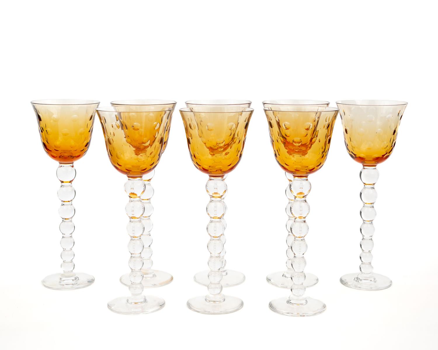 Appraisal: SAINT LOUIS AMBER CRYSTAL BUBBLES GOBLETS Saint Louis French set