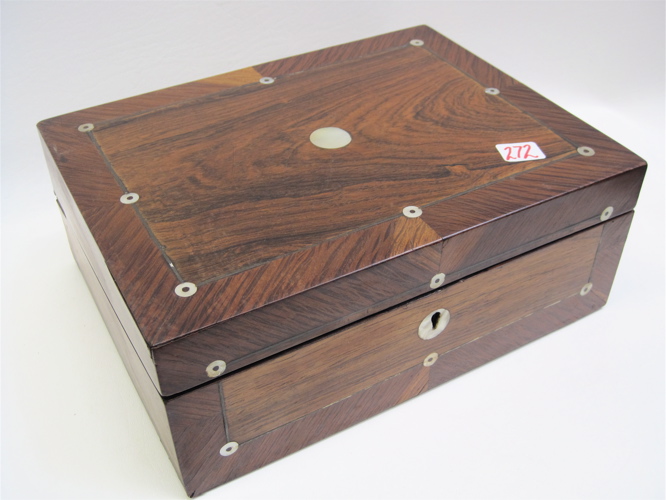 Appraisal: ENGLISH ROSEWOOD LAP DESK inlaid with Mother of Pearl interior