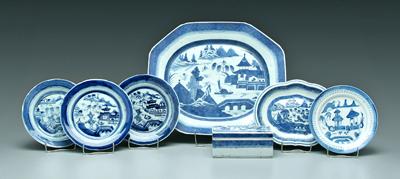 Appraisal: Seven pieces Canton porcelain harbor scenes with boats and pagodas