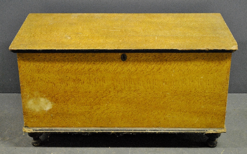 Appraisal: - Pennsylvania sponge decorated poplar blanket chest c h x