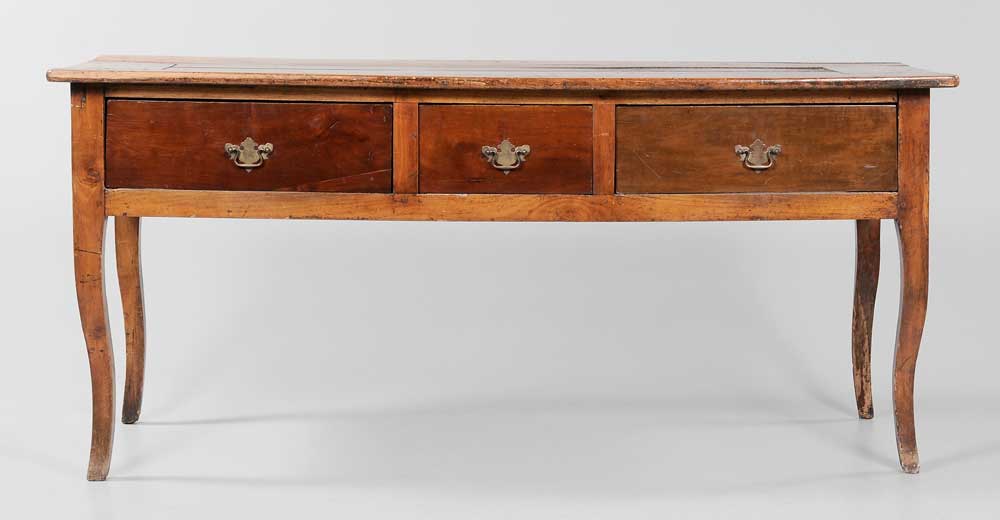 Appraisal: Provincial Louis XV Fruitwood Harvest Table th th century with