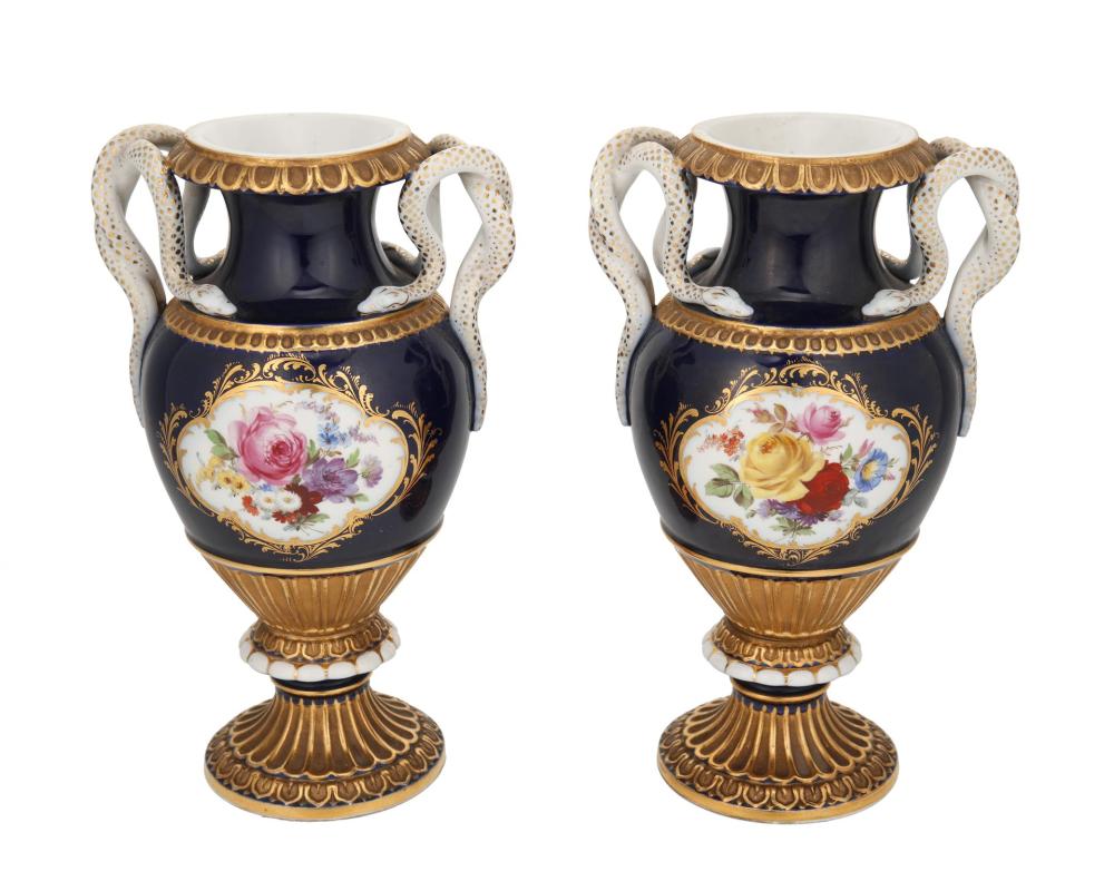 Appraisal: A pair of Meissen French Empire-style urns Late th Early