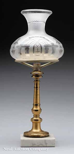 Appraisal: A Sinumbra Lamp c by William Carleton Boston gilt bronze