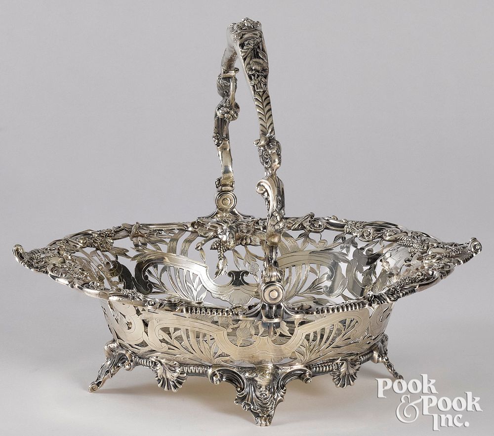 Appraisal: English silver basket - English silver basket - by Crichton