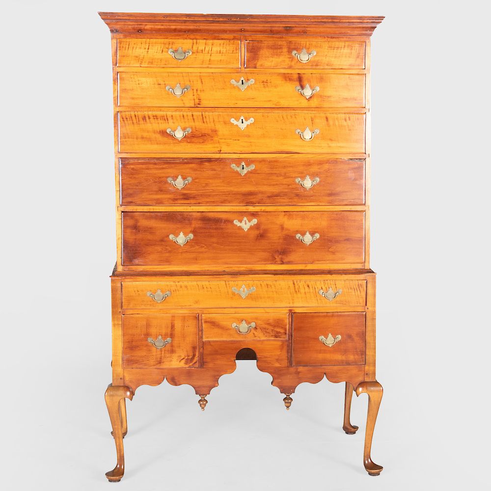 Appraisal: George II Walnut Tall Highboy x x in Condition Loss