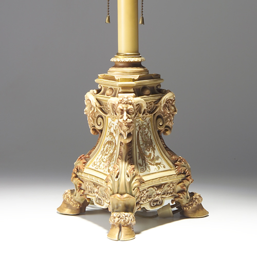 Appraisal: Royal Worcester tripod lamp base with gilt floral decoration and