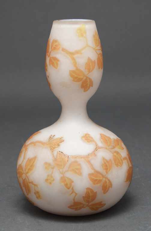 Appraisal: Continental probably French acid etched cameo glass double gourd vase