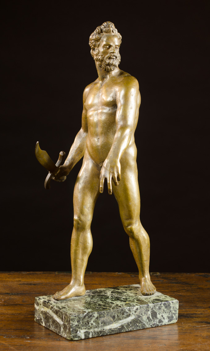 Appraisal: PATINATED BRONZE FIGURE the standing figure of a nude male